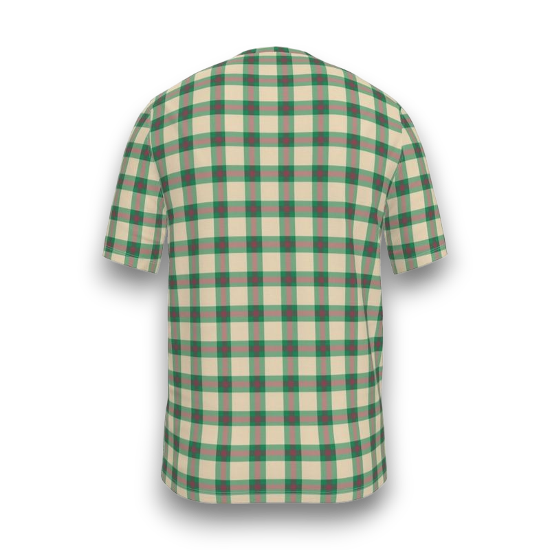 Green and beige checkered shirt on a white background