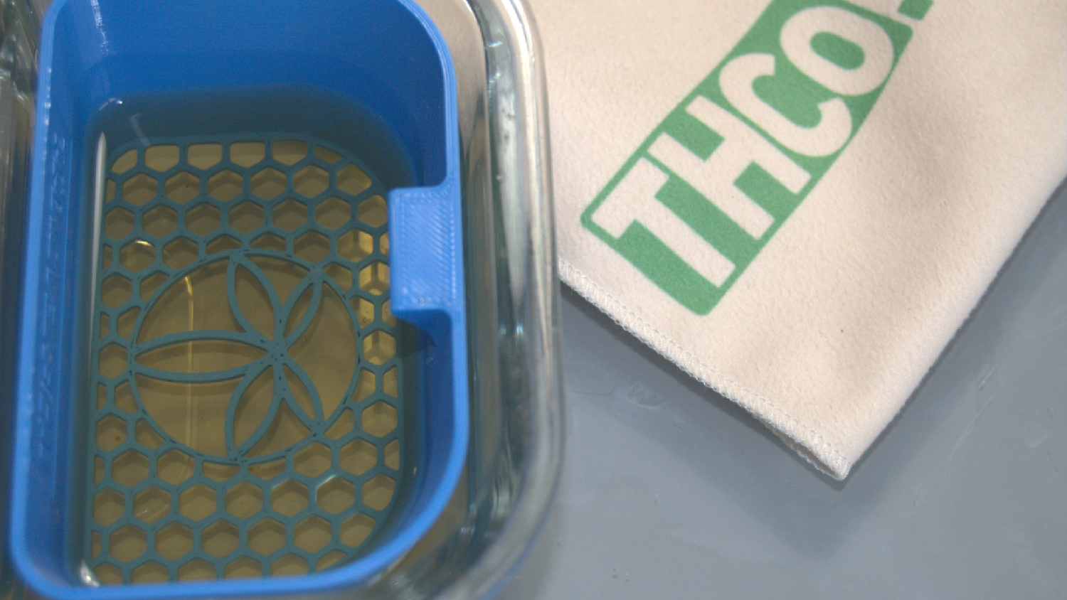 THCo. Heady Cloth next to a THCo. iso bath