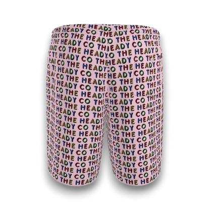 Pink Shorts with colourful 'The Heady Co' print