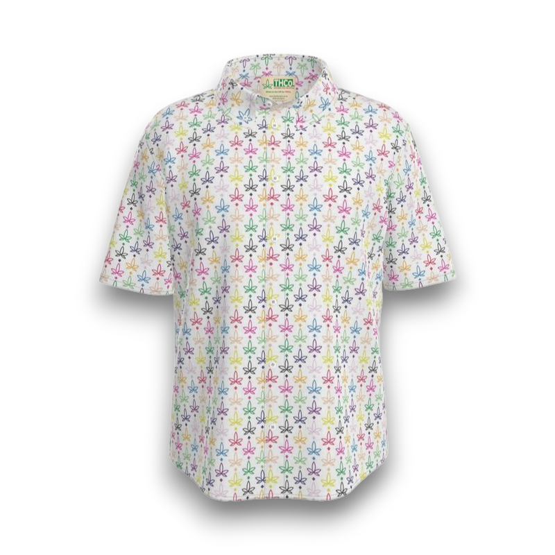 Short-sleeve shirt with colorful infini-leaf pattern 