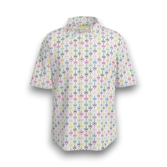 Short-sleeve shirt with colorful infini-leaf pattern 