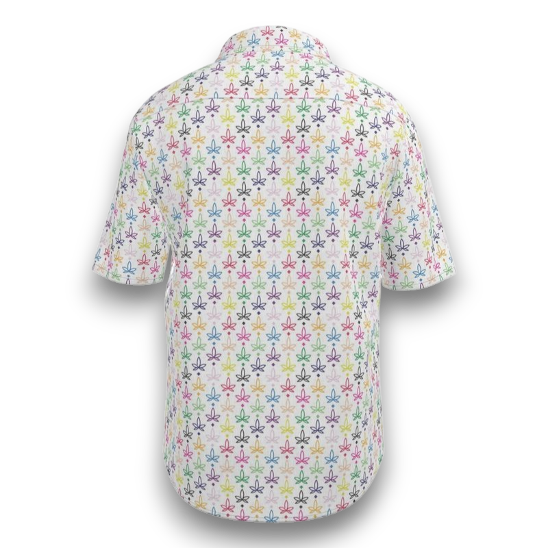 Short-sleeve shirt with colorful infini-leaf pattern 