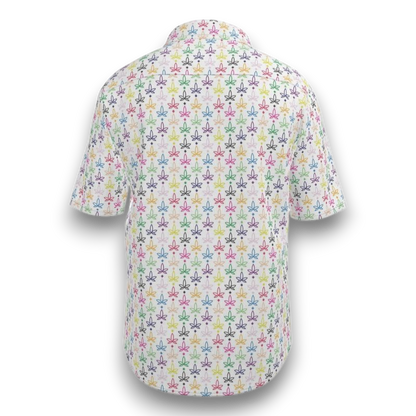 Short-sleeve shirt with colorful infini-leaf pattern 