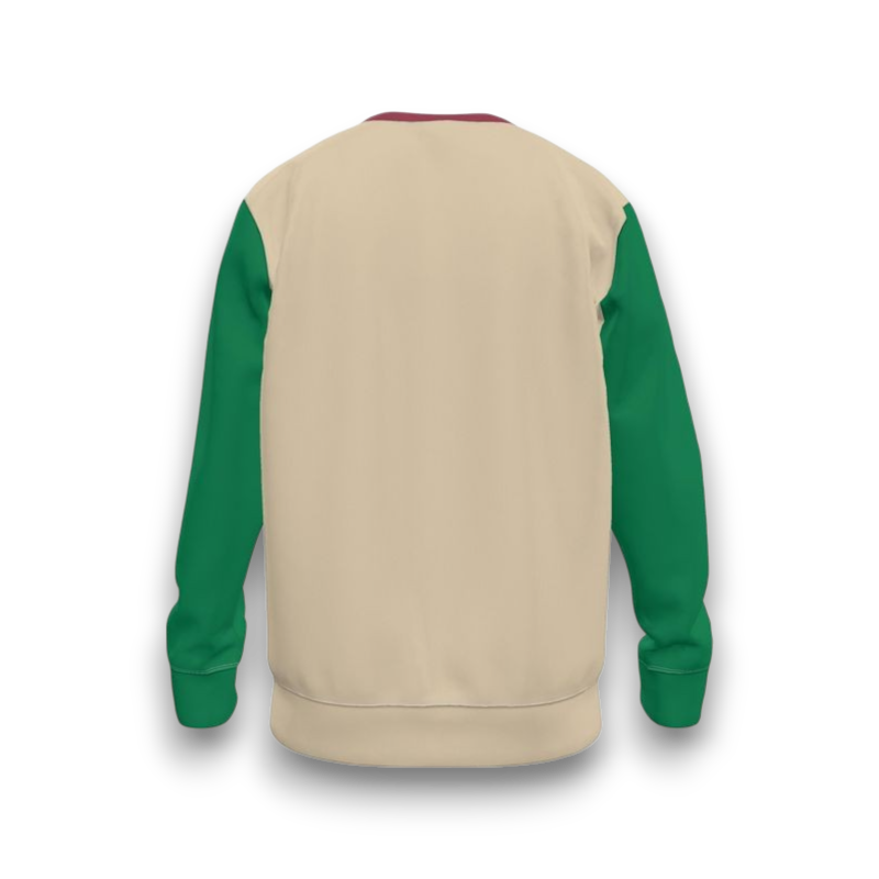 Beige sweatshirt with green sleeves 