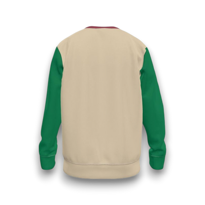 Beige sweatshirt with green sleeves 