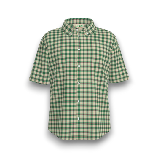 Green and beige tartan shirt