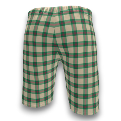Beige and green plaid shorts