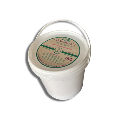 White bucket of THCo. cleaning salt 1kg